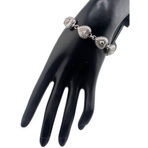 Brighton silver plated bracelet with crystals and hearts.